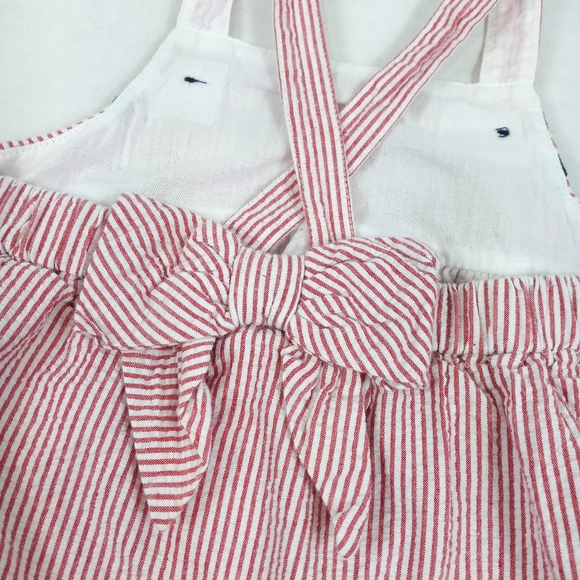 3-6 Months Janie and Jack Red White and Blue Seersucker Romper Skirted Playsuit - Picture 4 of 5